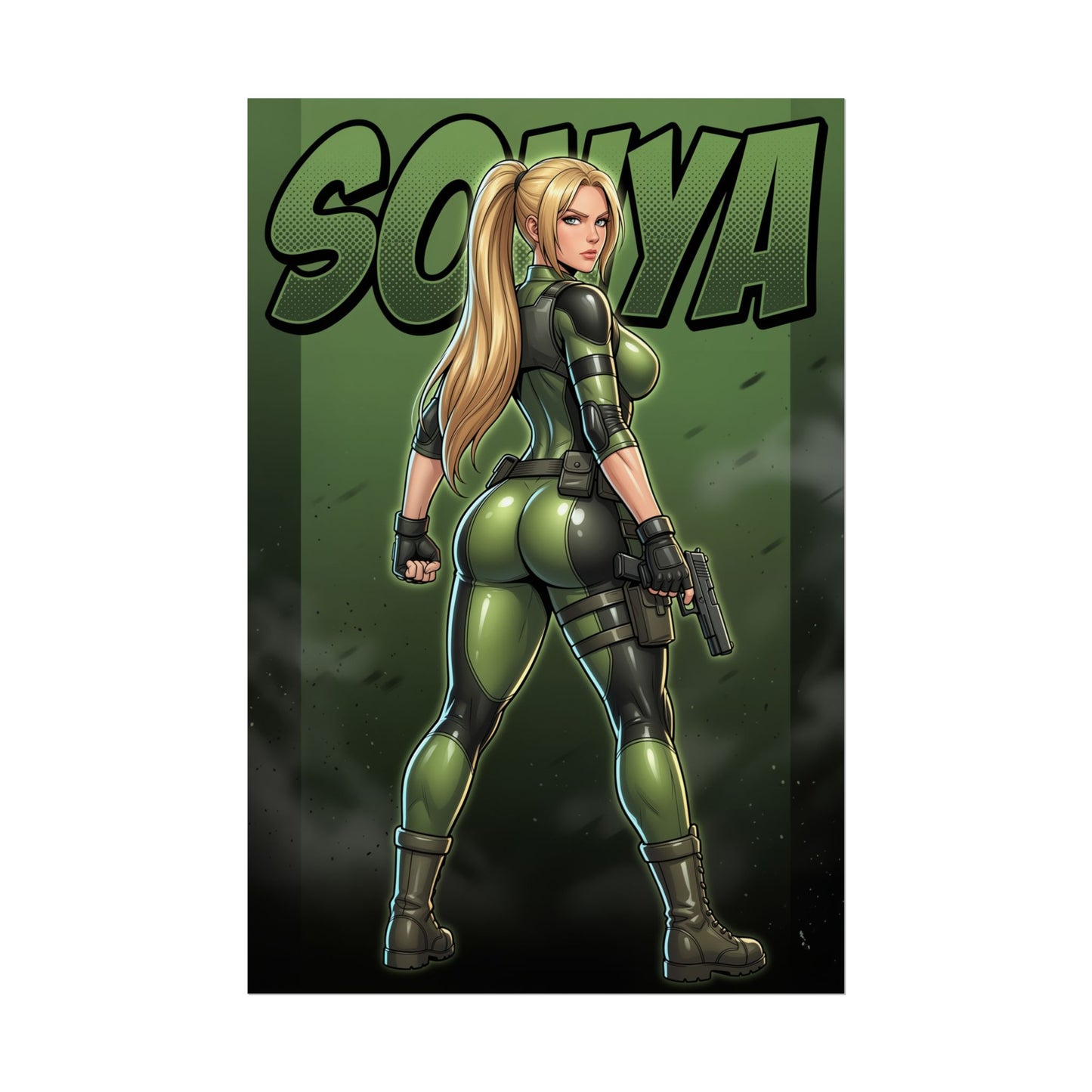 Sonya Blade Art Print, Mortal Kombat Poster, Combat Girl Wall Art, MK Character Decor, Gamer Gift Idea