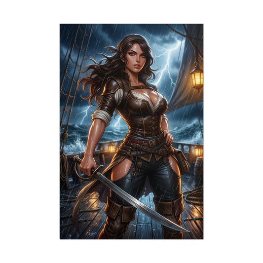Isabela Dragon Age Poster Fantasy Pirate Woman Wall Art Rogue Character Print RPG Gaming Room Decor Gift