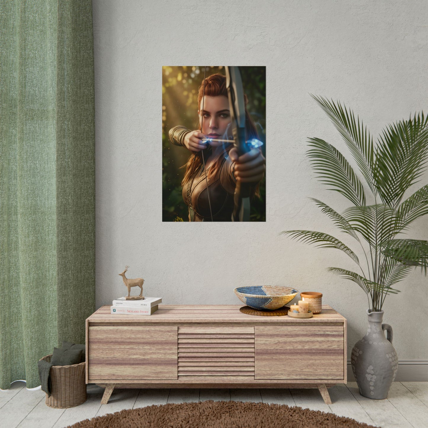Aloy Horizon Poster, Horizon Zero Dawn Wandkunst, Bogenschützin-Druck, Gaming-Zimmer-Deko, Gamer-Geschenkidee