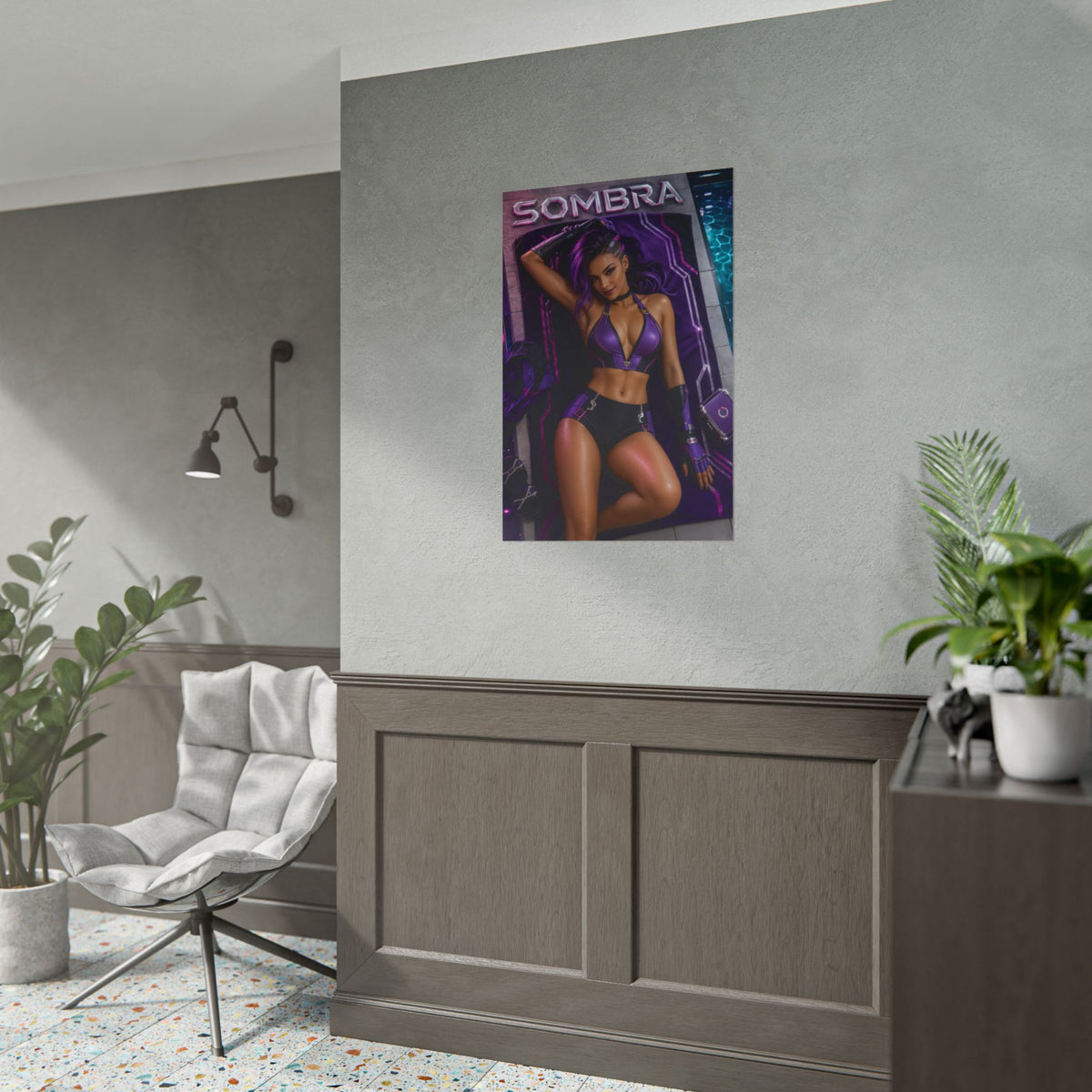 Sombra Overwatch Gaming Poster Wall Art Gamer Room Decor Collectible Print