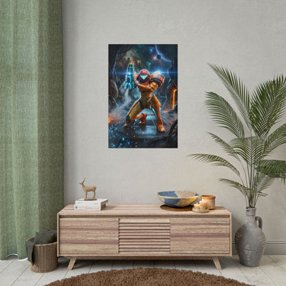 Samus Aran Poster – Sci Fi Wall Art Print, Bounty Hunter Heroine Decor
