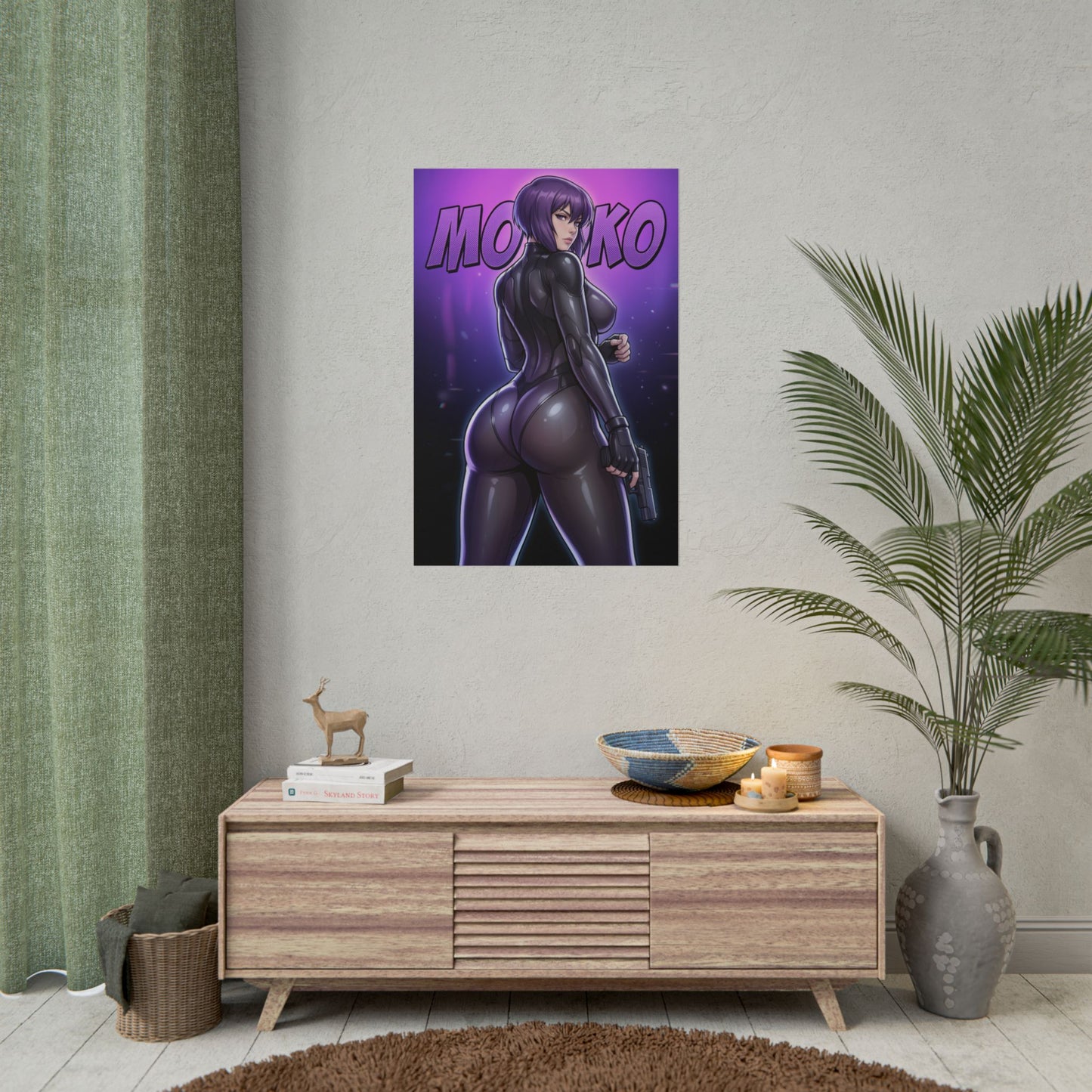 Motoko Kusanagi Poster, Ghost in the Shell Wall Art, Cyberpunk Girl Print, Sci Fi Anime Wall Art, Gamer Gift
