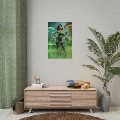 Fallout Mutant Hunter Woman Poster / Fallout Hunter Wall Art / Fallout Hunter Art Print / Fallout Poster - fierce woman hunter in post-apocalyptic scene