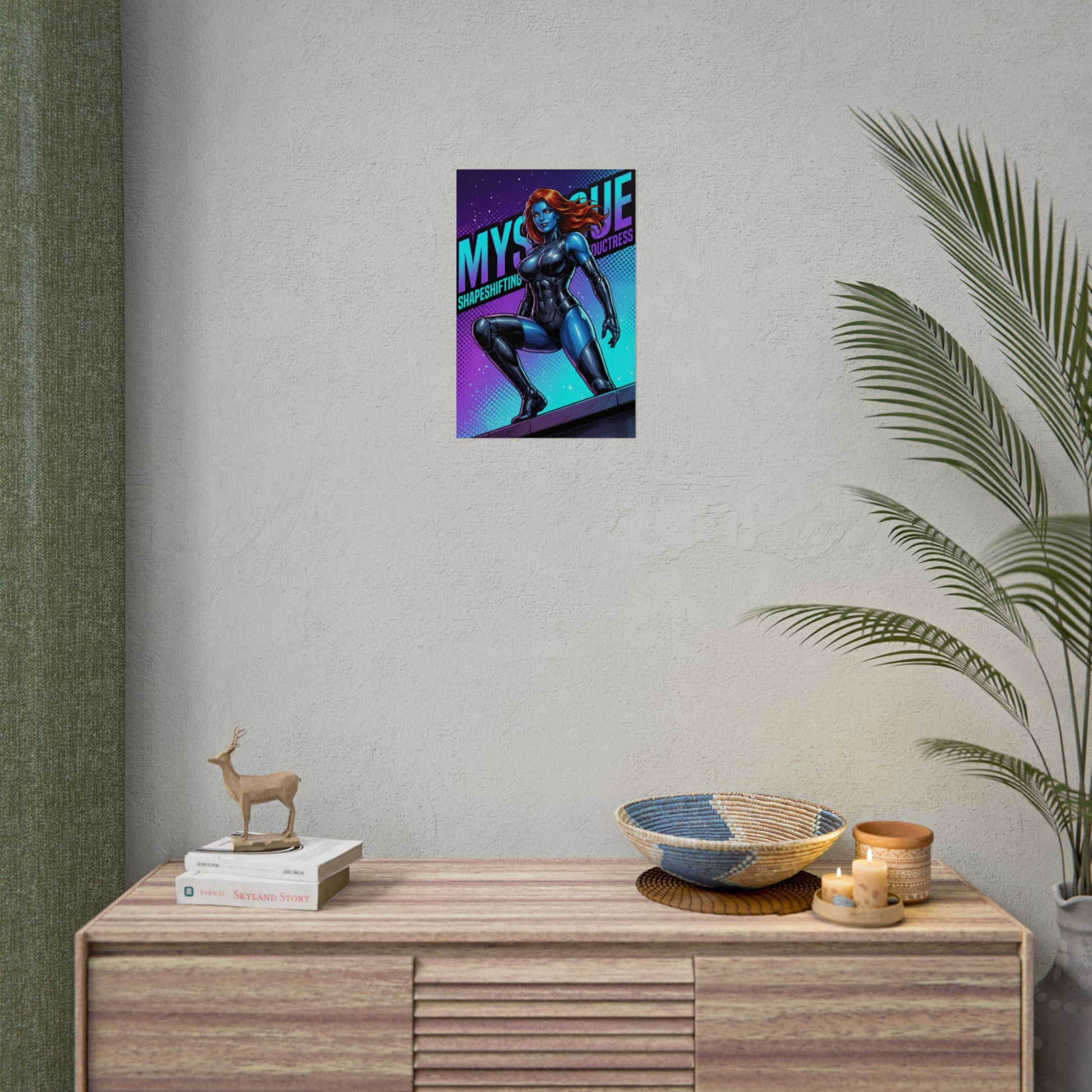 Mystique Poster / Mystique Wall Art / Mystique Art Print / Marvel Poster featuring blue-skinned heroine in confident, seductive pose