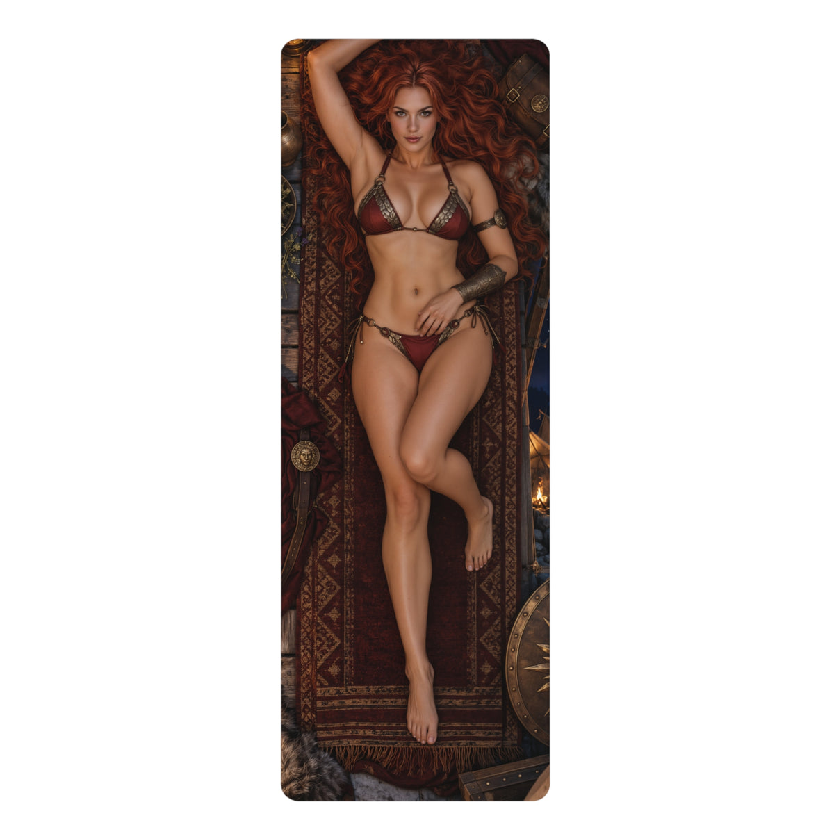 Red Sonja Printed Yoga Exercise Mat Pilates Fitness Workout 24x72