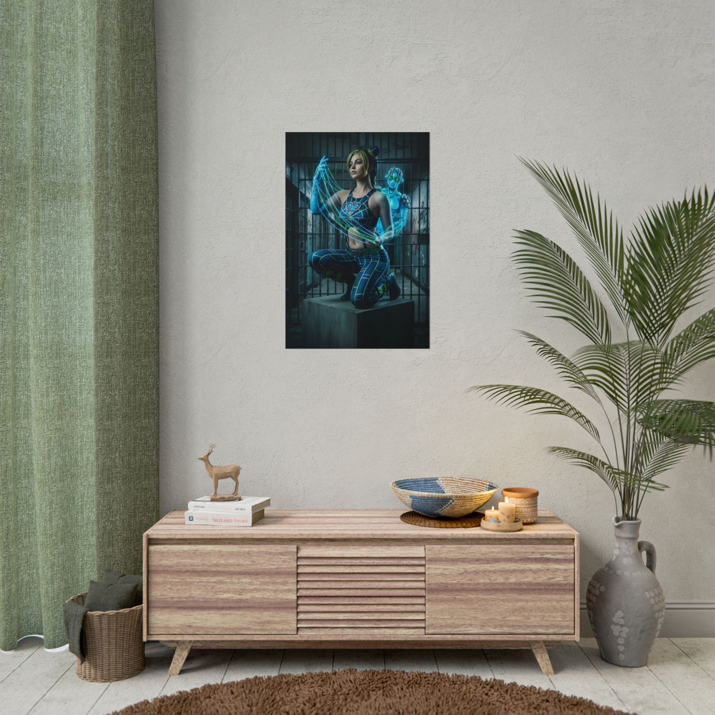 Jolyne Cujoh Poster, JoJo Stone Ocean Art Print, Iconic Anime Hero - dynamic anime wall art for gaming room or modern interior