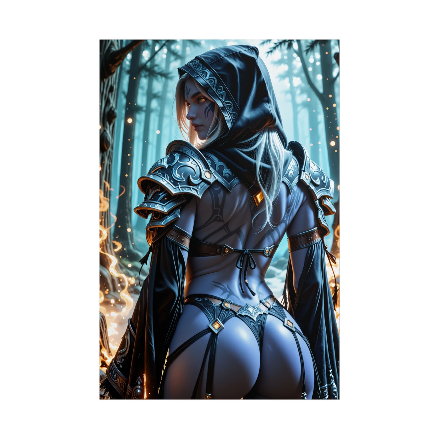 Постер Вайфу з фентезійним лучником | Настінне мистецтво з королевою нежиті для декору ігрової кімнати