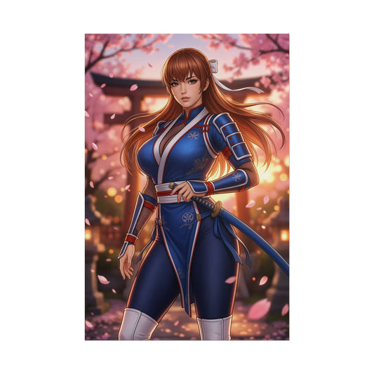 Kasumi Dead or Alive Poster Ninja Woman Wall Art Fighter Girl Print Red Outfit Character Gaming Room Decor Gift