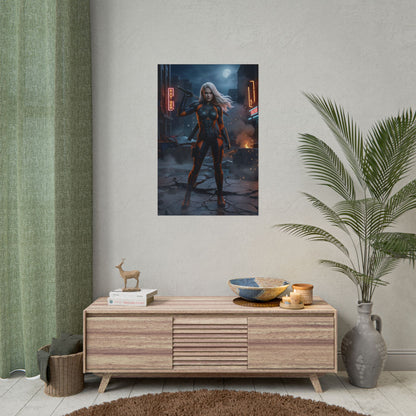 Ravager Poster, DC Comics Art Print – Vigilante Wall Art hung in a modern gamer room with plants and console table