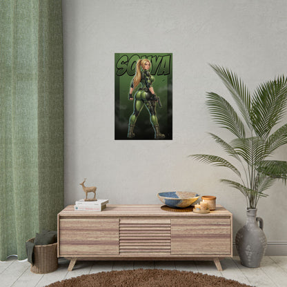Sonya Blade Art Print, Mortal Kombat Poster, Combat Girl Wall Art, MK Character Decor, Gamer Gift Idea
