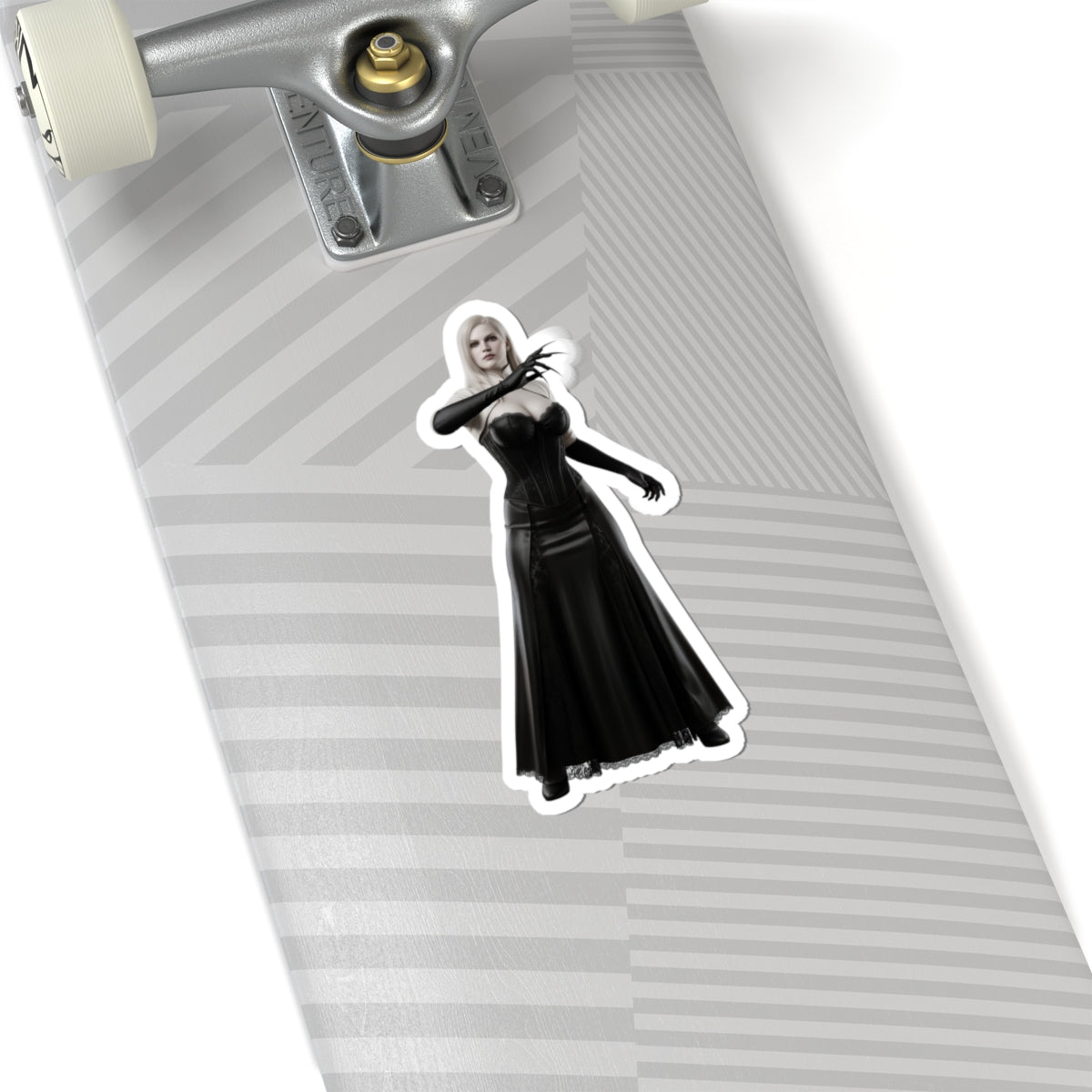Lady Dimitrescu Sticker – Gothic Game Character Vinyl Sticker for Laptops & Decor on skateboard, glossy durable vinyl with crisp gothic character art