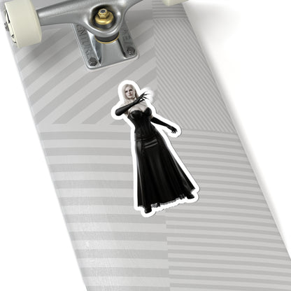 Lady Dimitrescu Sticker – Gothic Game Character Vinyl Sticker for Laptops & Decor on skateboard, glossy durable vinyl with crisp gothic character art