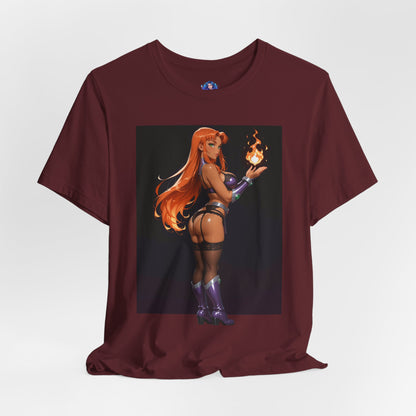 Starfire-T-Shirt mit Grafik | DC Comics-T-Shirt für Otakus und Cosplay-Fans | Sexy Alien-Heldin-Shirt