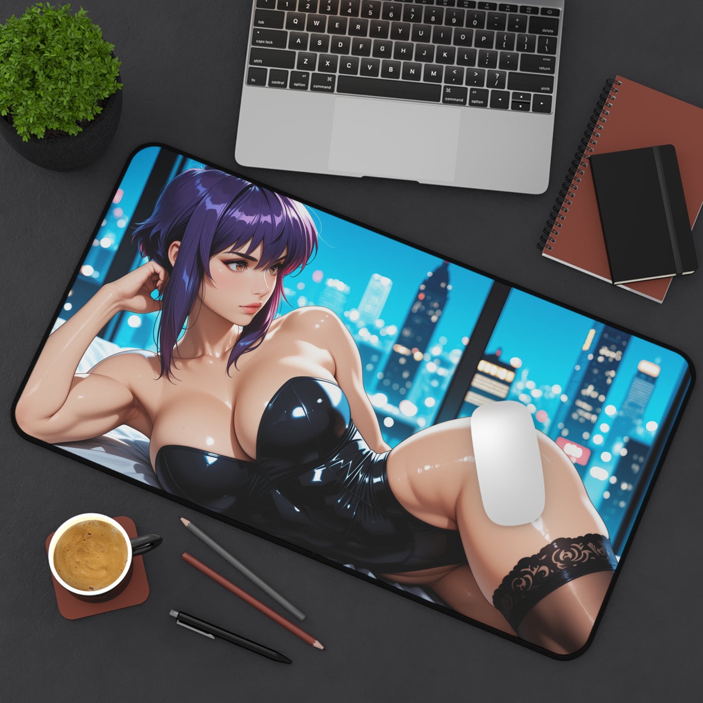 Motoko Kusanagi Gaming Mouse Pad, Ghost in the Shell Desk Mat, Cyberpunk Anime Setup