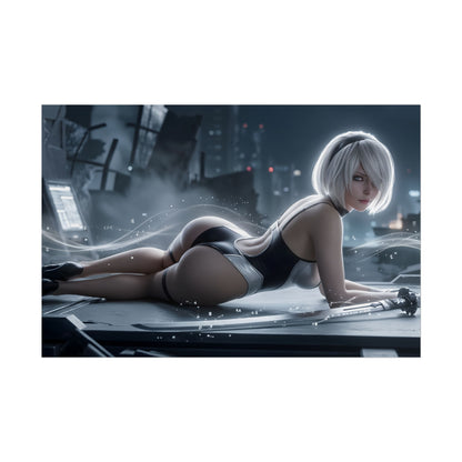 2B Poster – NieR Automata Wall Art Print, Sci-Fi Game Decor