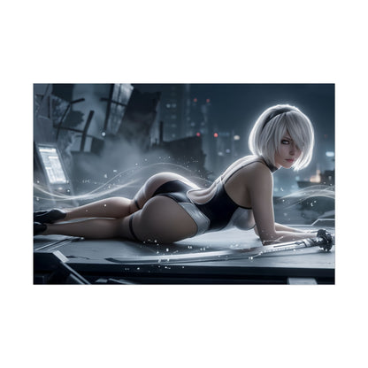2B Poster – NieR Automata Wall Art Print, Sci-Fi Game Decor
