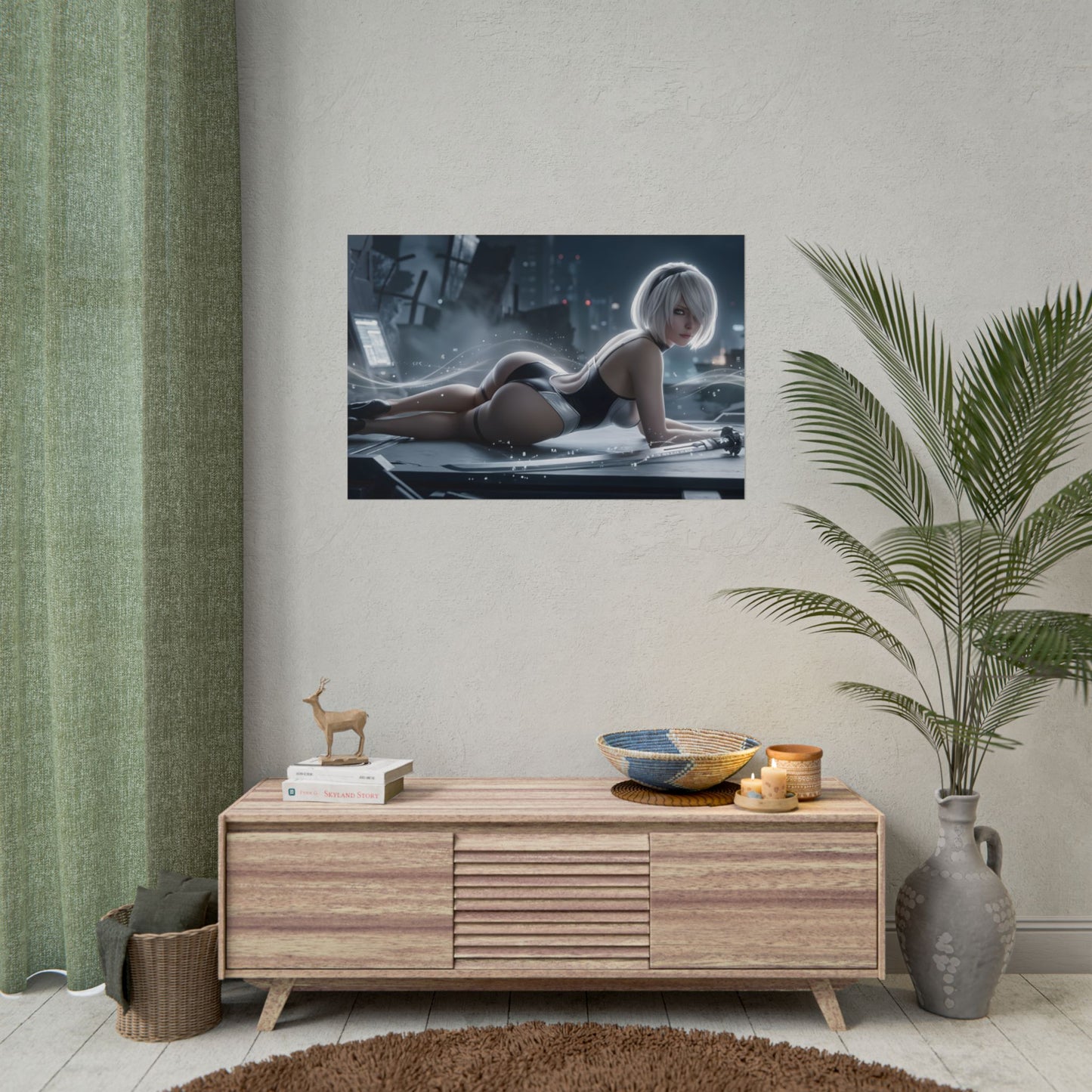 2B Poster – NieR Automata Wall Art Print, Sci-Fi Game Decor