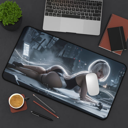 2B Mouse Pad – Sci-Fi Action Gaming Mouse Pad, Stylish Gamer Desk Decor featuring 2B character artwork on a large gaming mouse pad