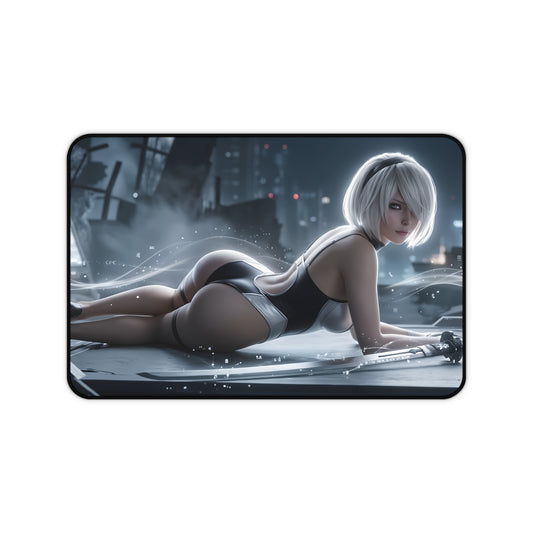 2B Mouse Pad – Sci-Fi Action Gaming Mouse Pad, Stylish Gamer Desk Decor showing reclining 2B character artwork on premium non-slip gaming mouse pad