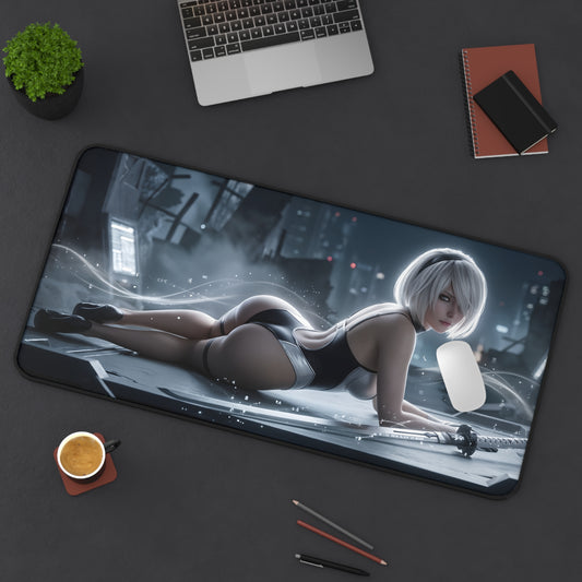 2B Mouse Pad – Sci-Fi Action Gaming Mouse Pad, Stylish Gamer Desk Decor showing 2B character art on a premium large gaming desk pad