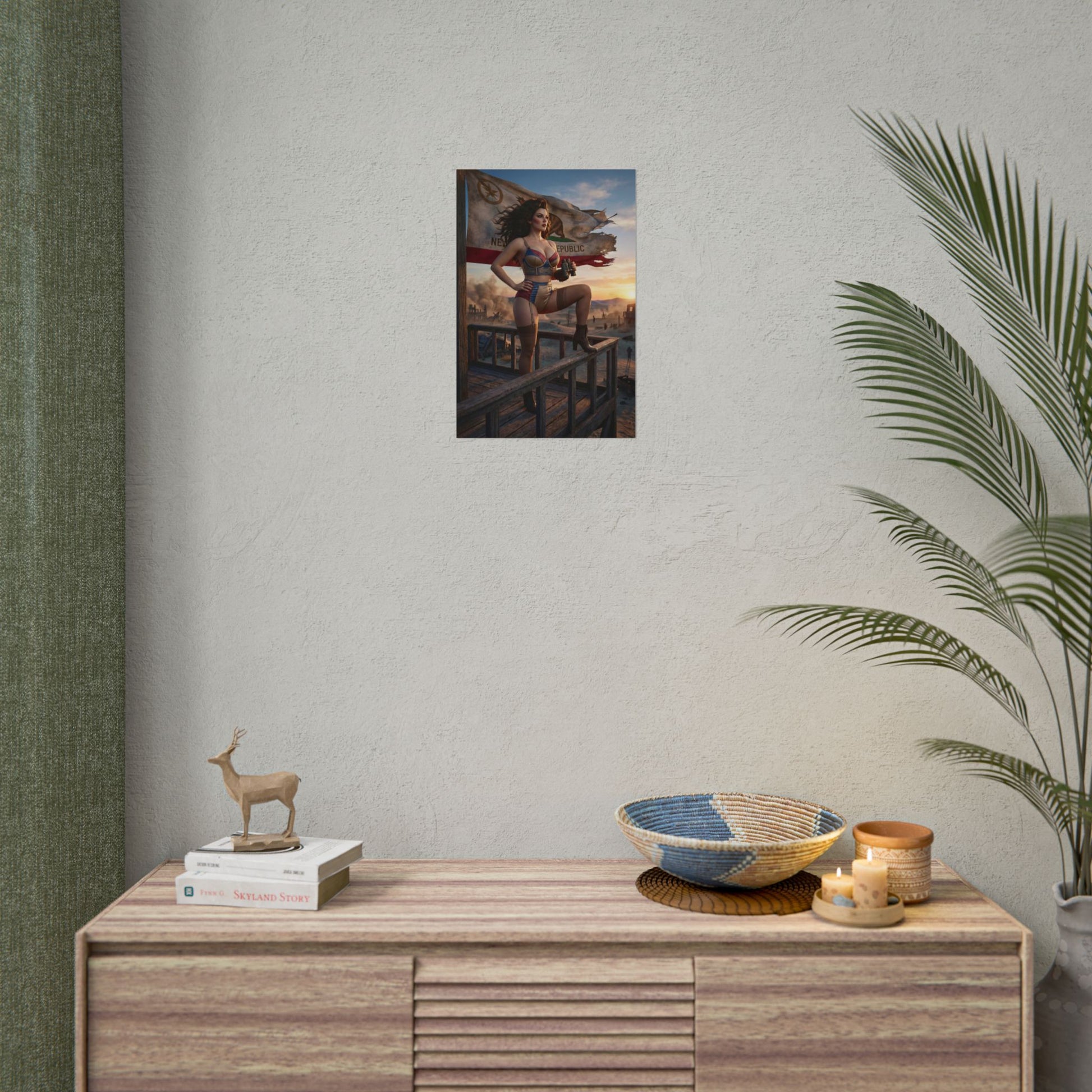 Fallout Frontier Woman Poster / Fallout Frontier Wall Art / Fallout Frontier Art Print / Fallout Poster - cinematic woman overlooking wasteland, strong leadership and resolve