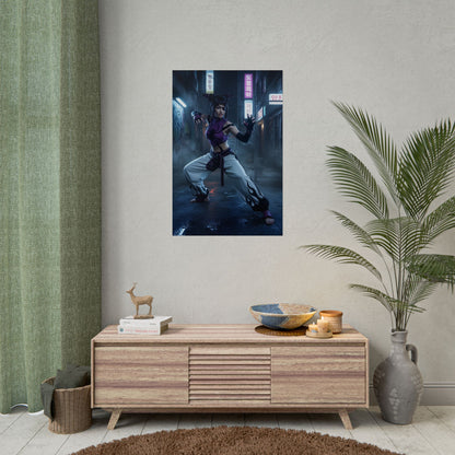 Han Juri Poster, Street Fighter Art Print – Iconic Fighting Game Heroine displayed as premium semi-gloss wall art in modern gaming room