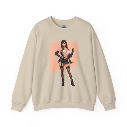 Tifa Lockhart Sweatshirt, Kämpfer-Rundhalsausschnitt, Gemütliche RPG-Gaming-Bekleidung
