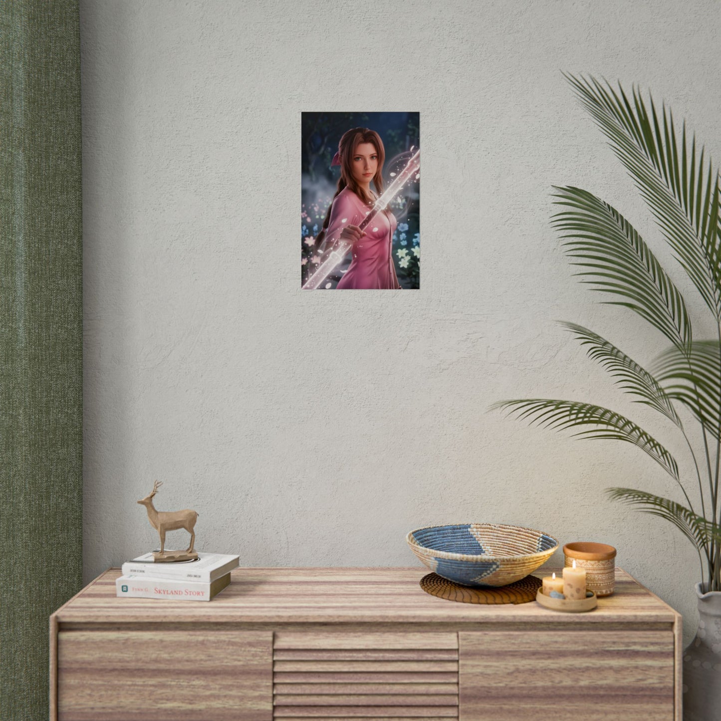 Aerith Final Fantasy Poster, Fantasy Game Wall Art Print, RPG Character Decor, Gaming Room Art, Gamer Gift