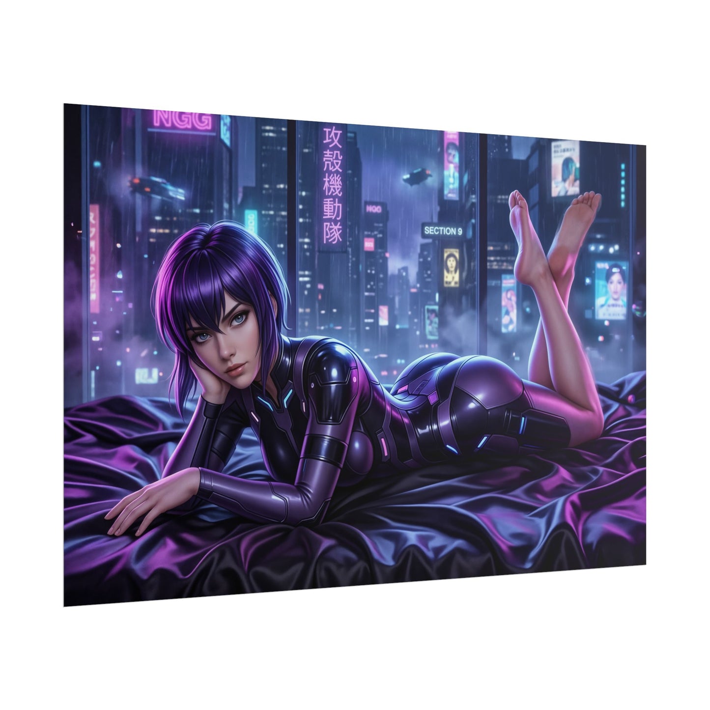Motoko Kusanagi Poster, Cyberpunk Wall Art, Anime Print Decor