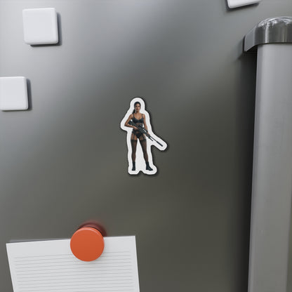 Quiet Magnet – Metal Gear Solid V Fridge Magnet, Game Character Decor — anime-style Quiet die-cut vinyl fridge magnet on gray fridge