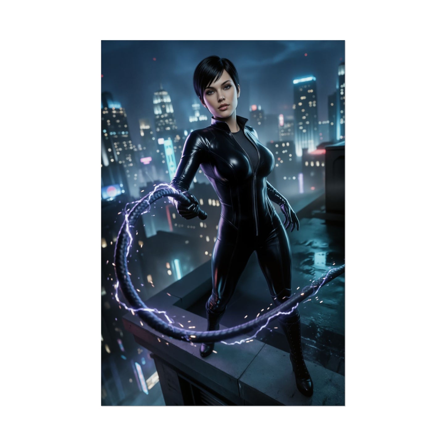 Catwoman Poster, DC Comics Wall Art Print, Comic Book Heroine Decor, Gotham Style Art, Gamer Room Decor