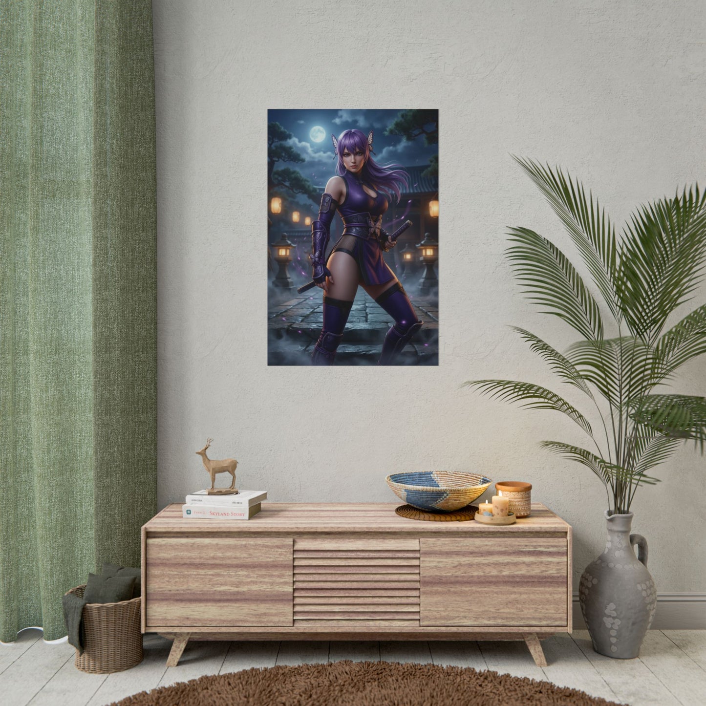 Ayane Dead or Alive Poster Ninja Woman Wall Art Purple Hair Girl Print Fighter Character Gaming Room Decor Gift