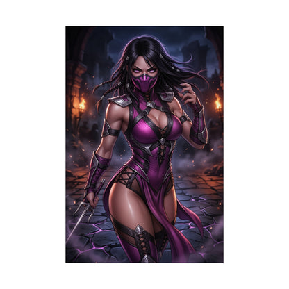 Mileena Mortal Kombat Poster Fighter Woman Wall Art Masked Warrior Girl Print Fighting Game Character Gaming Room Decor Gift