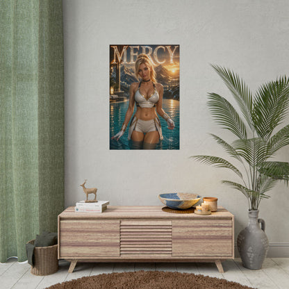 Gaming Wall Art Mercy Overwatch Poster Bedroom Game Room Decor Art Print