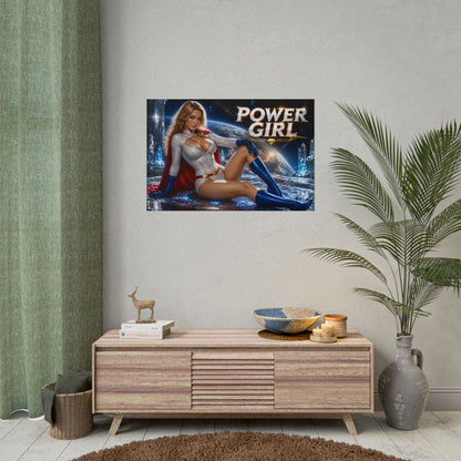 Power Girl Character Poster Comic Style Wall Decor Bedroom Collector Gift
