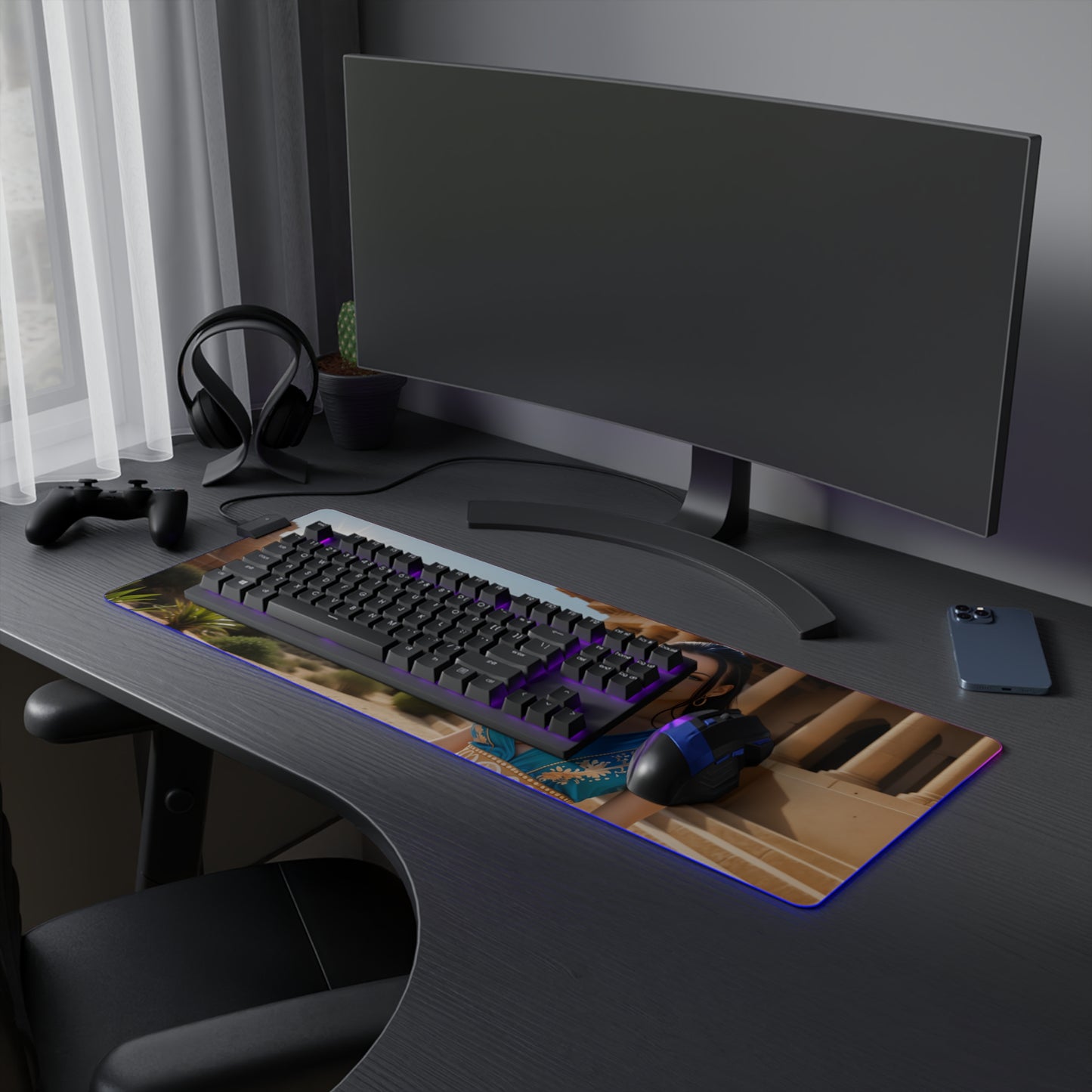 Boa Hancock Schreibtischunterlage – LED RGB-Pad, elegantes Waifu-Anime-Girl-Gaming-Setup