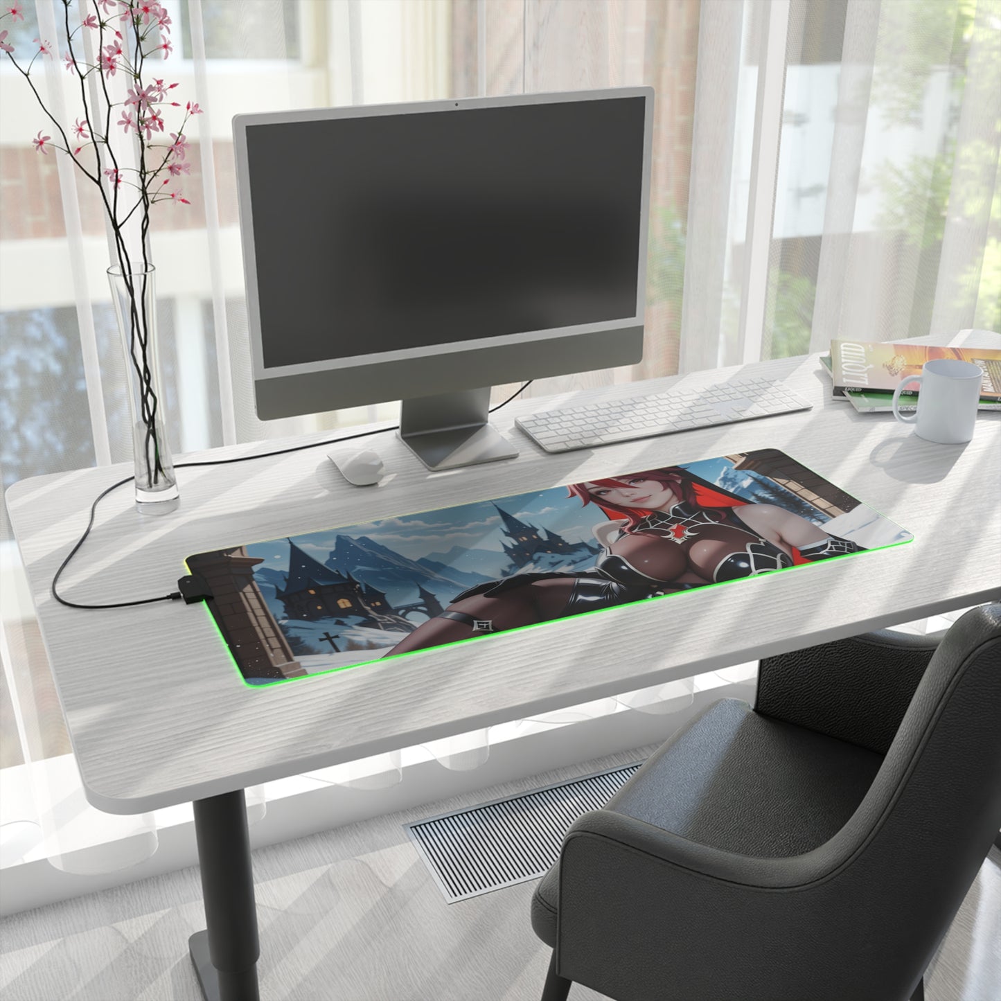 Килимок для столу Rosaria – світлодіодний RGB-підсвітлювальний килимок, ігровий комплект для дівчат з аніме Waifu