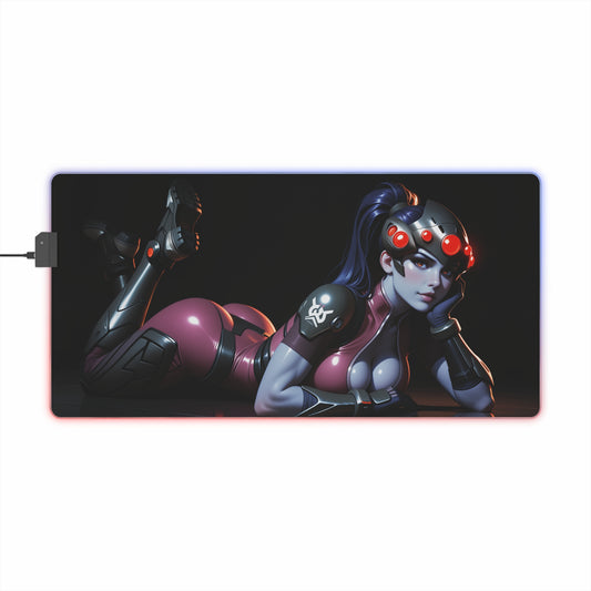 Widowmaker Desk Mat – LED RGB Pad, Waifu Anime Girl Gaming Setup