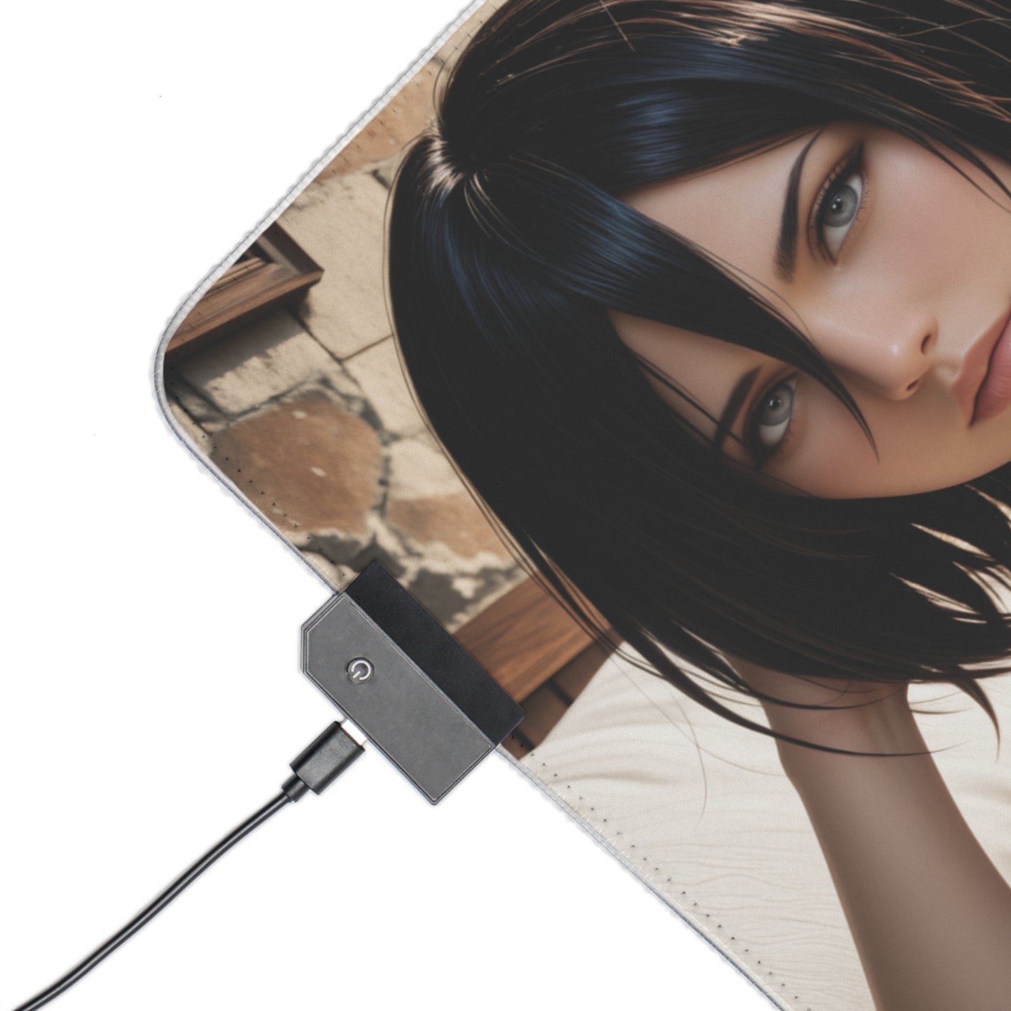 Mikasa Ackerman Desk Mat – LED RGB Pad, Waifu Anime Girl Gaming Setup