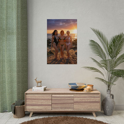 Ciri Yennefer Triss Poster, The Witcher Art Print – Iconic Fantasy Trio hanging in a cozy gamer room display