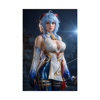 Ganyu Poster, Genshin Impact Art Print – Iconic Cryo Archer Heroine high-quality fan art poster of serene Cryo archer for gamer room decor