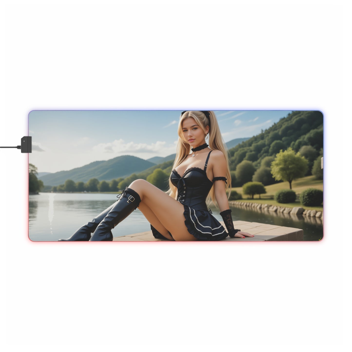 Килимок для столу Misa Amane – світлодіодний RGB-підсвітлювальний килимок, ігровий комплект із зображенням дівчини з аніме Waifu