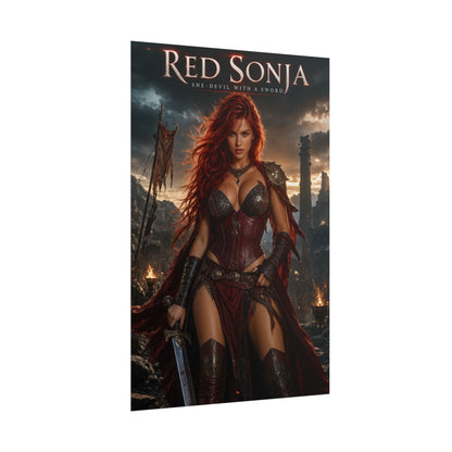 Red Sonja Poster, Fantasy Wall Art, Barbarian Warrior Print, Gamer Decor