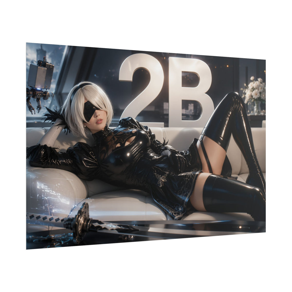 2B NieR Poster Gaming Wall Art Gamer Room Decor Collectible Print