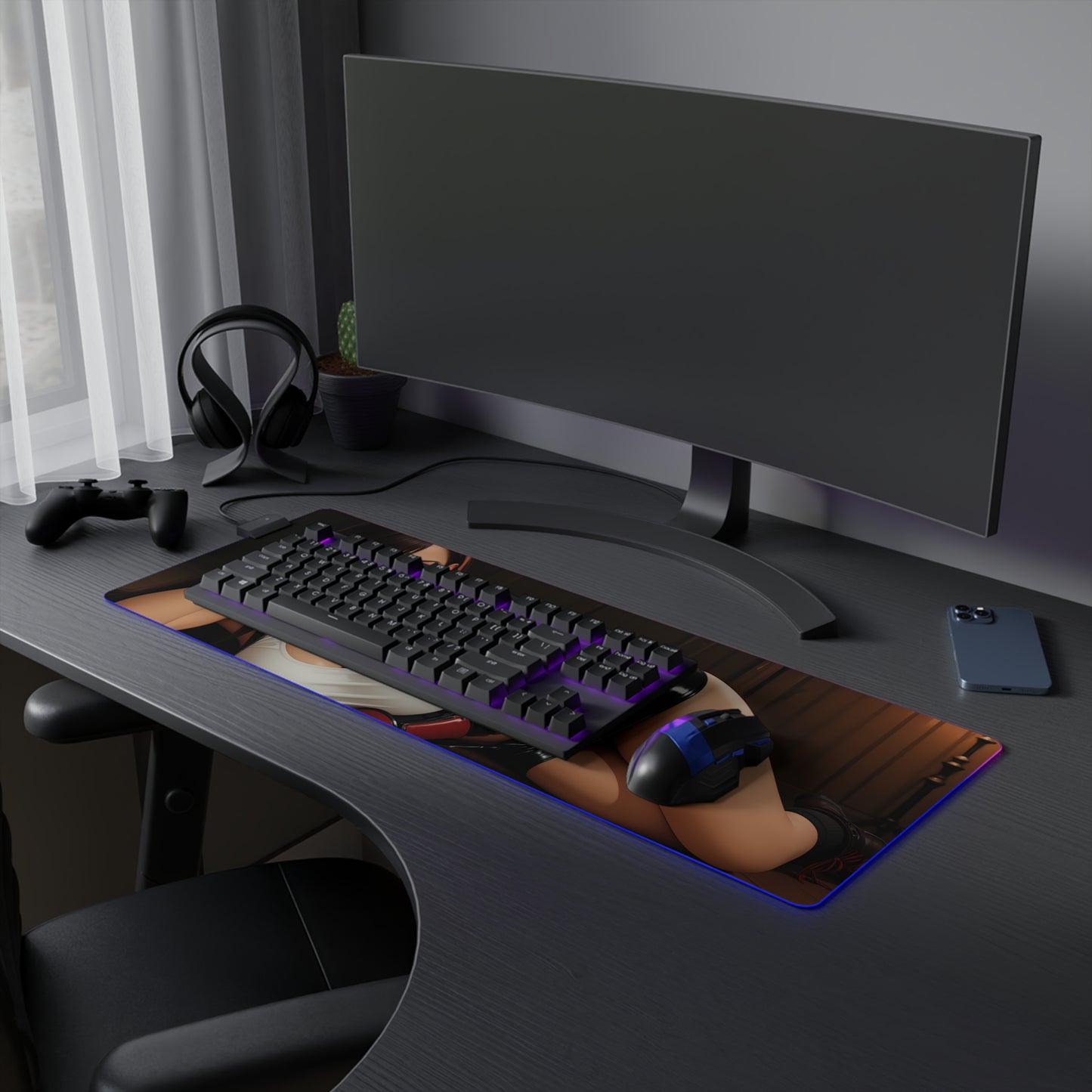 Килимок для столу Tifa Lockhart – світлодіодний RGB-підсвітлювальний килимок, ігровий комплект із зображенням дівчини з аніме Waifu