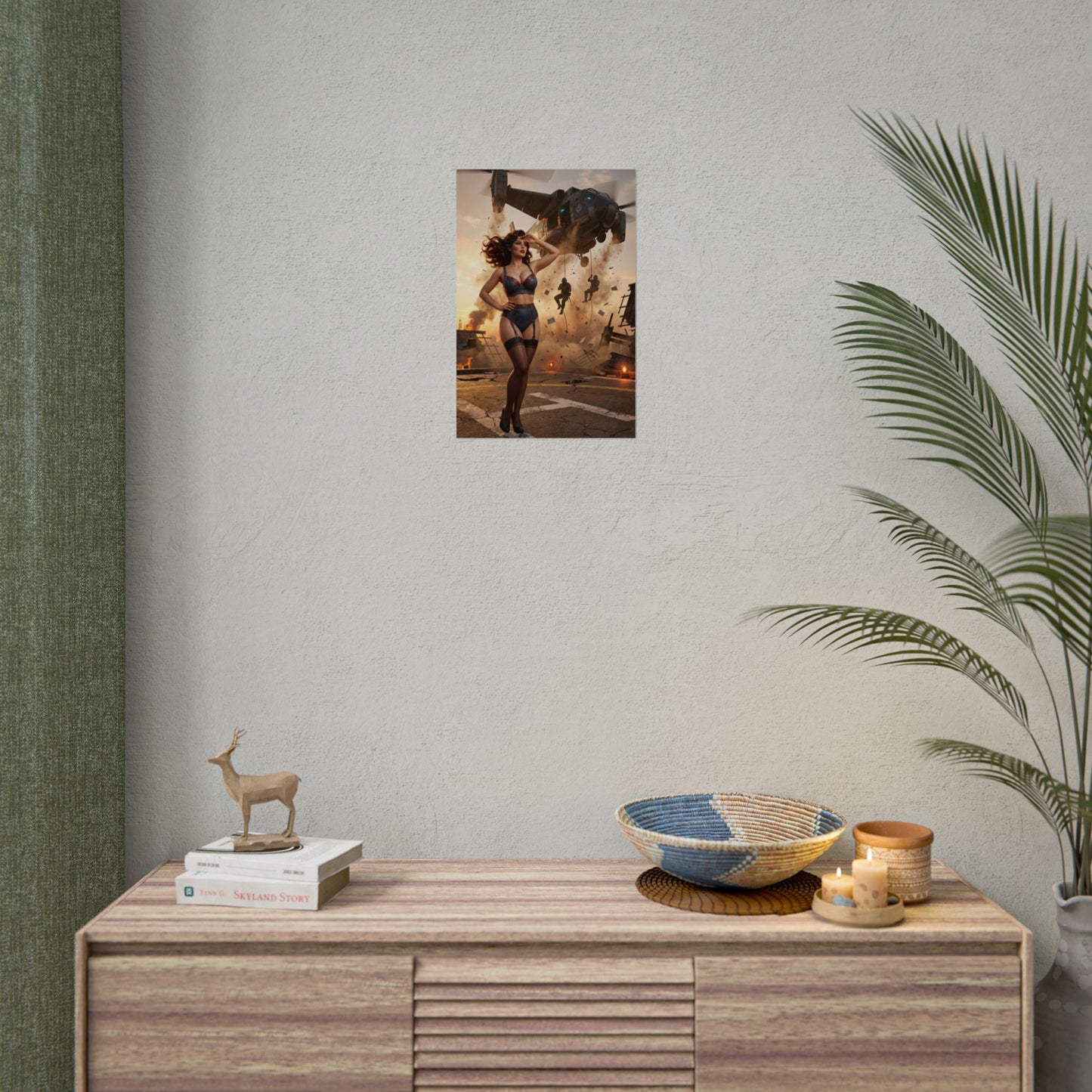 Fallout Action Woman Poster / Fallout Action Wall Art / Fallout Action Art Print / Fallout Poster - cinematic bold female hero in explosive scene