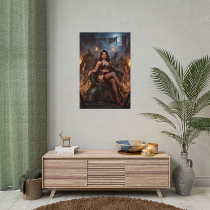 Fallout Dark Beauty Poster / Fallout Dark Wall Art / Fallout Dark Art Print / Fallout Poster - cinematic Fallout woman in shadow and fire, dark collectible wall art