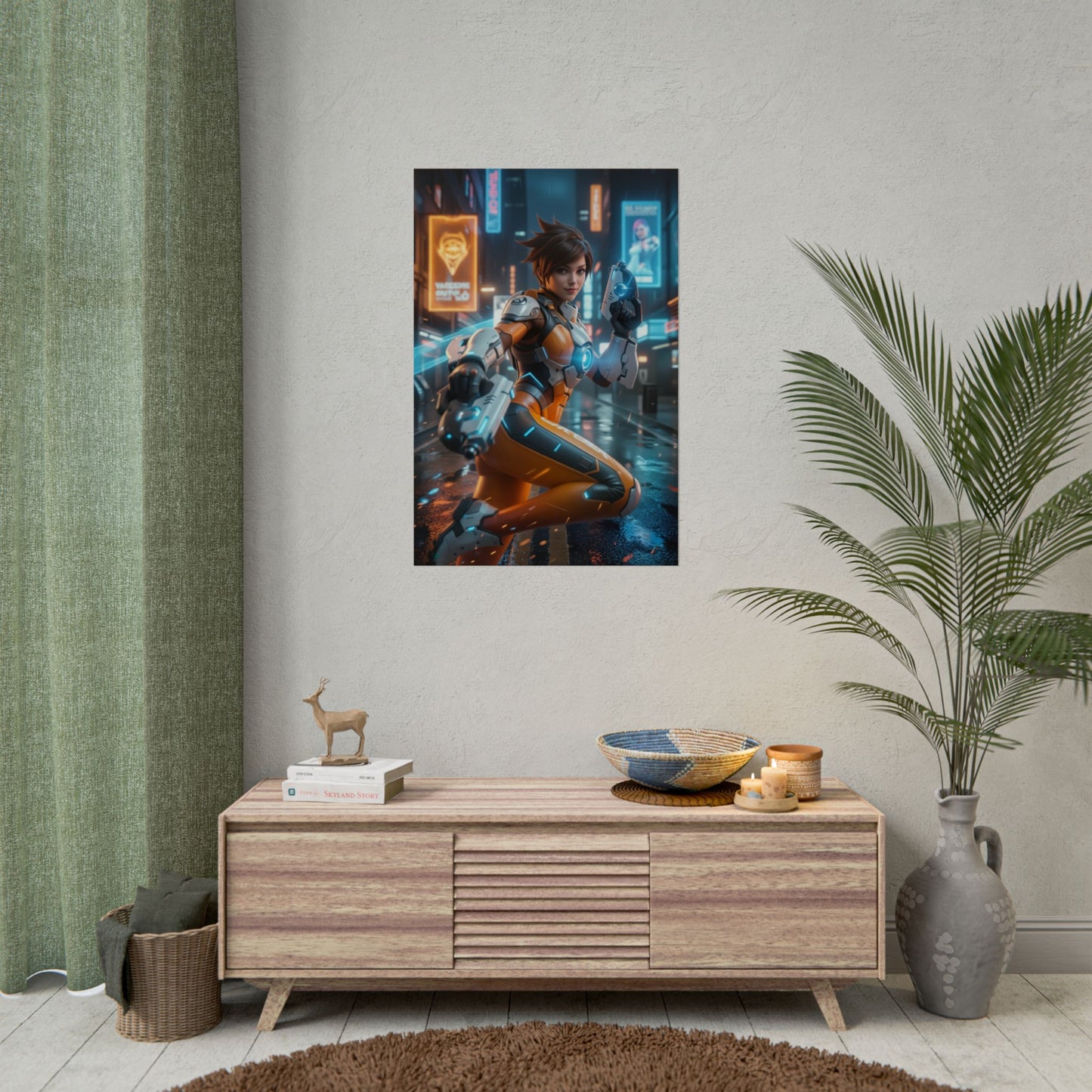 Tracer Overwatch Poster, Overwatch Wall Art Print, Gamer Girl Decor, Esports Wall Art, Gaming Room Poster