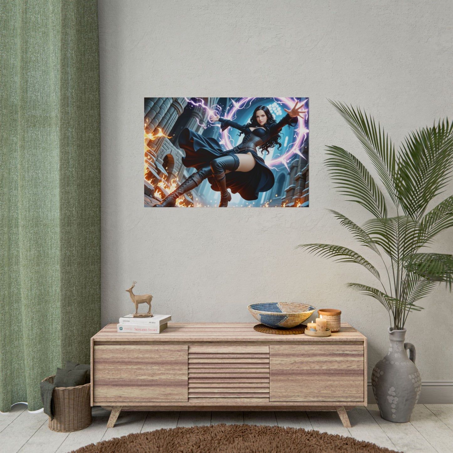 Настінне мистецтво фентезійного Вайфу | Аніме-постер Єнніфер для ігрової кімнати або інсталяції