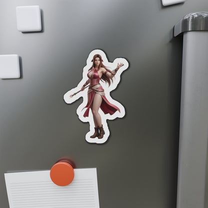 Aerith Magnet – Final Fantasy VII Fridge Magnet, Anime Heroine Decor die-cut vinyl fridge magnet featuring elegant anime-style Aerith artwork